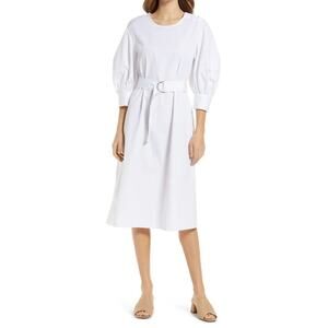 New ~ NORDSTROM ~ Puff Sleeve Belted 100%  Cotton Dress ~ VACAY CRUISE
